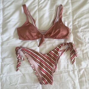 Victoria's Secret Shimmering Pink and Striped 2 Piece Bikini